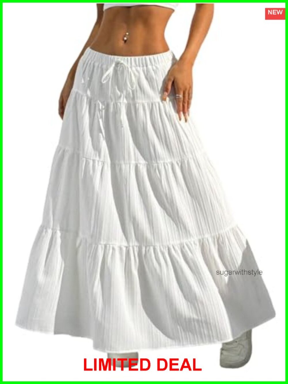Women's Maxi Skirt A-Line High Waist Ruffle Flowy Long Boho